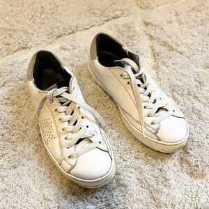 P448 White lace up silver sparkle Sneakers 37 7 shoes womens
